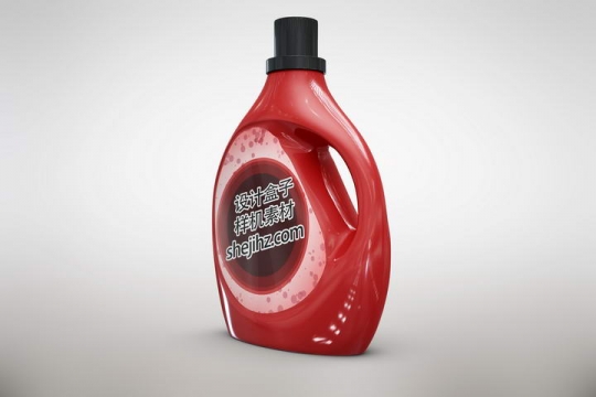 红色洗涤剂洗衣液包装样机图片设计素材