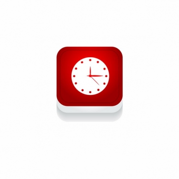 红色时钟钟表时间3D立体圆角图标272535免抠图片素材