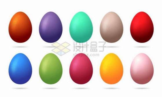 10款纯色的复活节彩蛋png图片免抠矢量素材