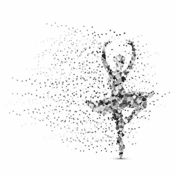 灰色圆点组成的芭蕾舞女郎png图片免抠矢量素材