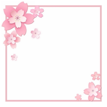 立体粉色桃花装饰的边框png图片免抠素材