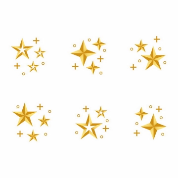 6款金色五角星四角星装饰png图片免抠矢量素材
