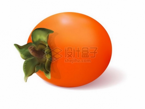 一颗火红的柿子美味水果png图片免抠矢量素材