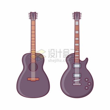 两款电吉他音乐乐器扁平化风格png图片素材