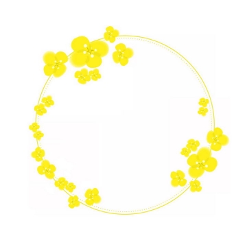 黄色油菜花组成的圆形文本框标题框png图片免抠素材