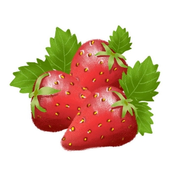 手绘油画风格草莓水果图片免抠素材