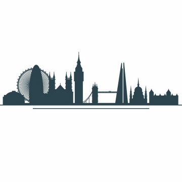 英国伦敦知名城市建筑天际线剪影png图片免抠矢量素材