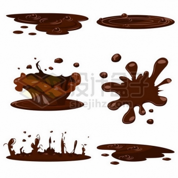 各种巧克力污渍沸腾冒泡的巧克力液体效果628360png矢量图片素材