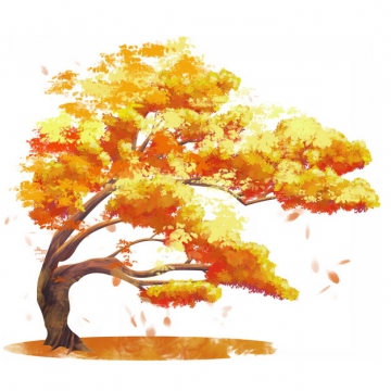 秋天金黄色的大树水彩插画946004png图片素材