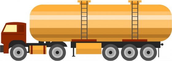 黄色槽罐车油罐车危险品运输卡车侧视图扁平化风格228254png图片素材