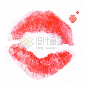 嘴唇印红色水彩画471494png图片素材