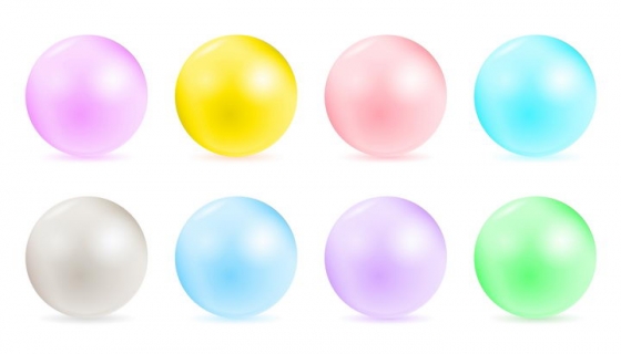 8款各种不同颜色的圆球图片免抠矢量素材