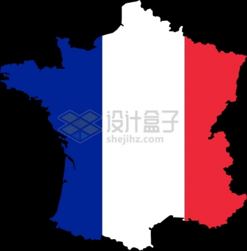 印有国旗图案的法国地图png图片素材
