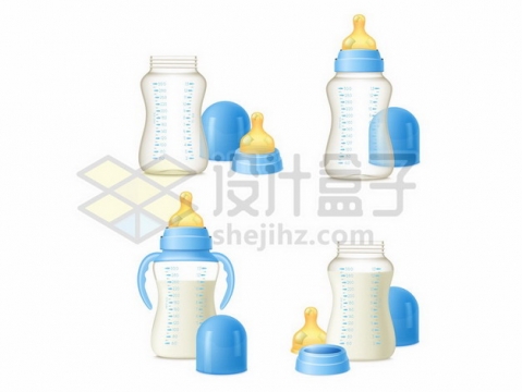 蓝色宝宝婴儿奶瓶玻璃奶瓶育儿用品910124eps矢量图片素材