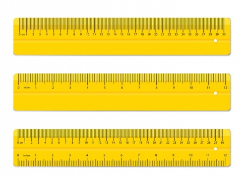3款逼真的黄色直尺测量工具图片免抠矢量素材