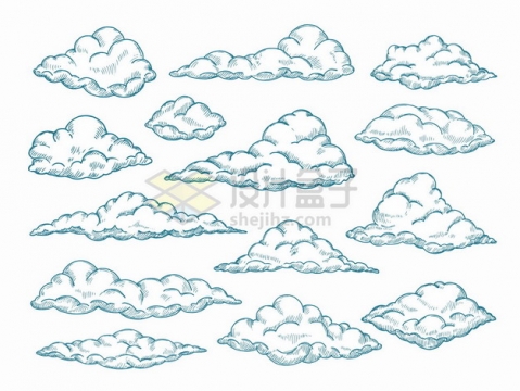 各种涂鸦云朵云彩手绘插画png图片素材