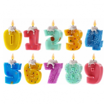 3D立体风格卡通生日蛋糕上的生日数字蜡烛598480png图片素材