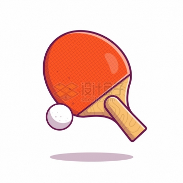 卡通橙色乒乓球拍616914png图片素材