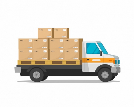 装满纸箱子货物的小型卡车723506png图片素材