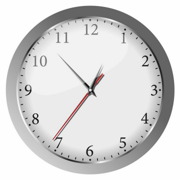 银灰色边框的圆形时钟和时针分针秒针png图片免抠矢量素材