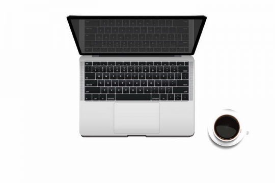 俯视视角的笔记本电脑和咖啡免抠png图片矢量图素材