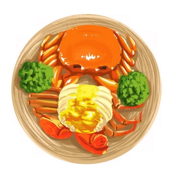 彩绘风格香辣蟹美味美食png图片免抠素材
