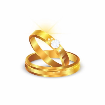 镶钻的黄金求婚戒指结婚戒指订婚戒指png图片免抠矢量素材