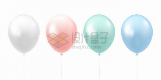 4款白色粉色绿色蓝色气球png图片免抠矢量素材