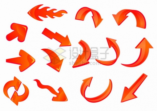 各种红色箭头循环方向箭头png图片素材