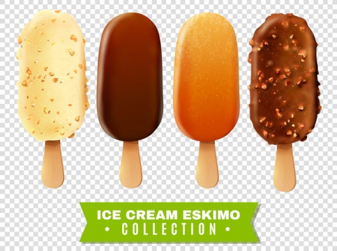 4款逼真美味的巧克力奶油冰淇淋冷饮美食零食图片免抠矢量素材