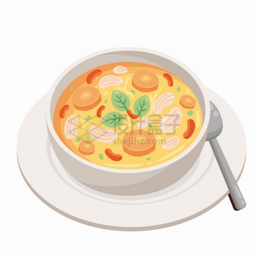 一碗美味的鸡蛋汤美食扁平插画png图片素材