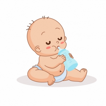 卡通宝宝抱着奶瓶喝奶330960png图片素材