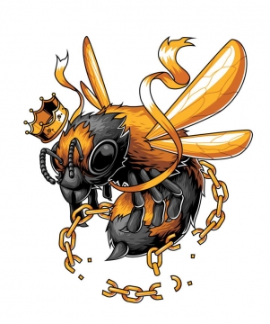 超酷漫画风格挣脱枷锁铁链的蜜蜂马蜂免抠矢量图片素材