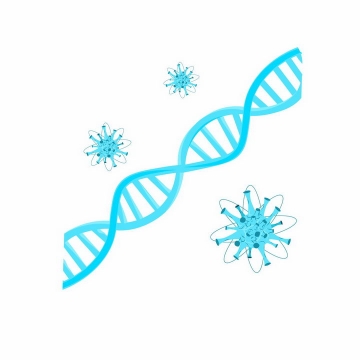 天蓝色的DNA基因图案和新型冠状病毒png图片免抠矢量素材