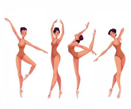插画风格正在跳芭蕾舞的年轻女孩图片免抠矢量图素材