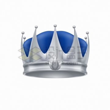 银色和蓝色风格的皇冠png图片素材
