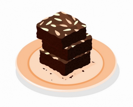 三块巧克力瓜子仁布朗尼蛋糕美味西餐美食png图片免抠矢量素材
