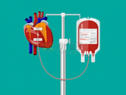 血袋正在为一个心脏输血供血医疗行业png图片素材