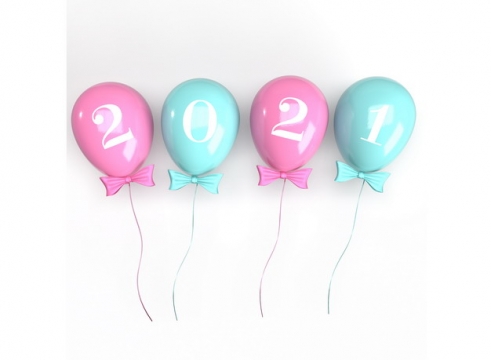 粉色蓝色气球2021年立体字体401839免抠图片素材