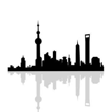 黑色上海天际线城市地标建筑剪影图片免抠素材