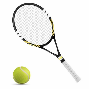 逼真的网球和网球拍体育用品png图片免抠矢量素材