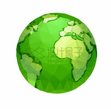 绿色多边形组成的地球定位在大西洋和非洲大陆png免抠图片素材