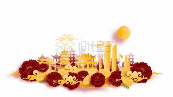 彩色剪纸叠加中国风福州城市风景547210png矢量图片素材