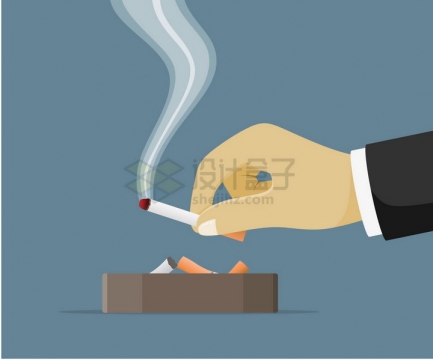 一只手拿着香烟扔进烟灰缸中吸烟有害健康png图片免抠矢量素材