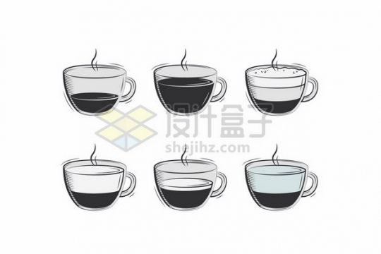 6款手绘风格咖啡杯饮料插画113283 png图片素材