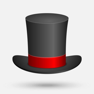 红黑色的魔术帽礼帽高帽子免抠矢量图片素材