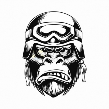 愤怒的大猩猩黑猩猩黑白头像png图片素材