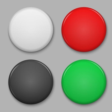 高光立体风格四种颜色的圆形按钮免抠矢量图片素材