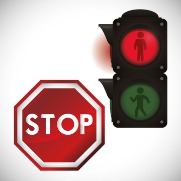 停止标志和红绿灯交通安全图片免抠素材