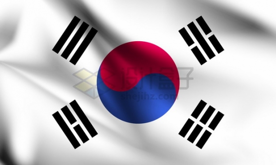 飘扬的韩国国旗太极旗png图片素材